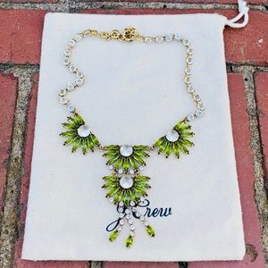 J.Crew Golden Moss Gem Fan Statement Necklace NWOT